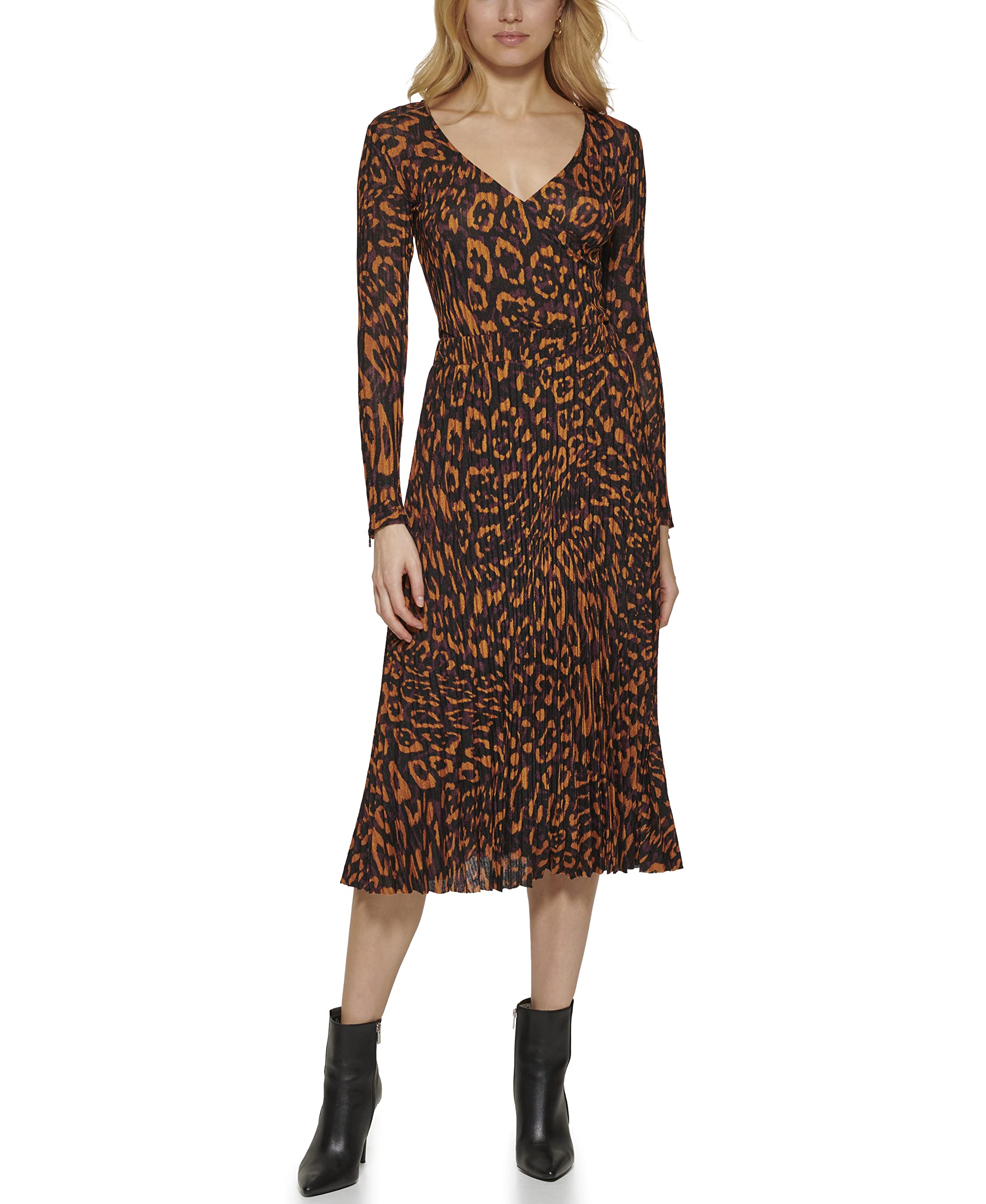DKNY Gonna A Tubino Plissettata con Stampa Animalier Gonna Donna