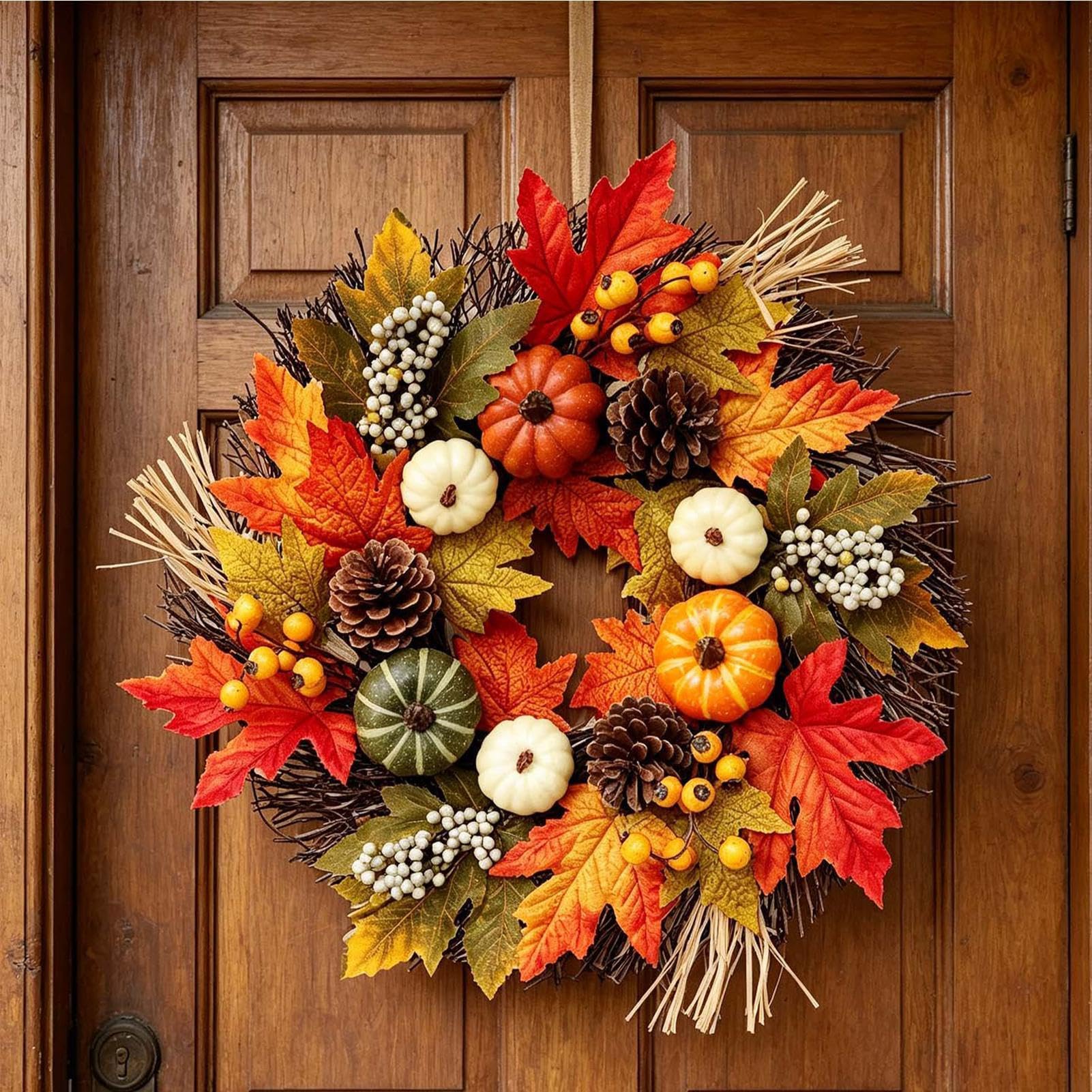 Ghirlanda autunnale per la porta di casa, ghirlanda di decorativa