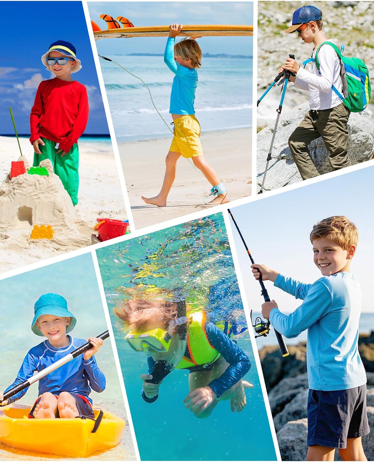 UPF 50+ Boys Rash Guard Long Sleeve Thumb Hole UV Sun Protection Swim Shirt for Kids Quick-Dry SPF Fishing Shirts - Image 6