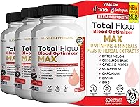 Vista 9 de Total Flow Blood Optimizer Max, 60 cápsulas vegetales, suplemento de apoyo de sangre con vitaminas y hierbas (1)