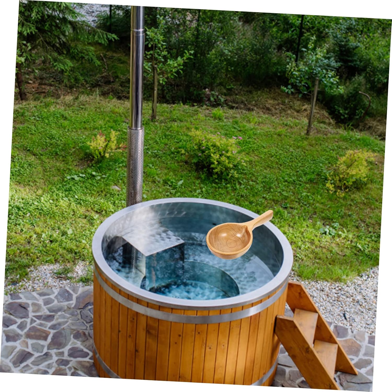 2pcs Bathroom Accessories Wooden Water Ladle Serving Spoon Portable Sauna Scoop Kitchen Accessory