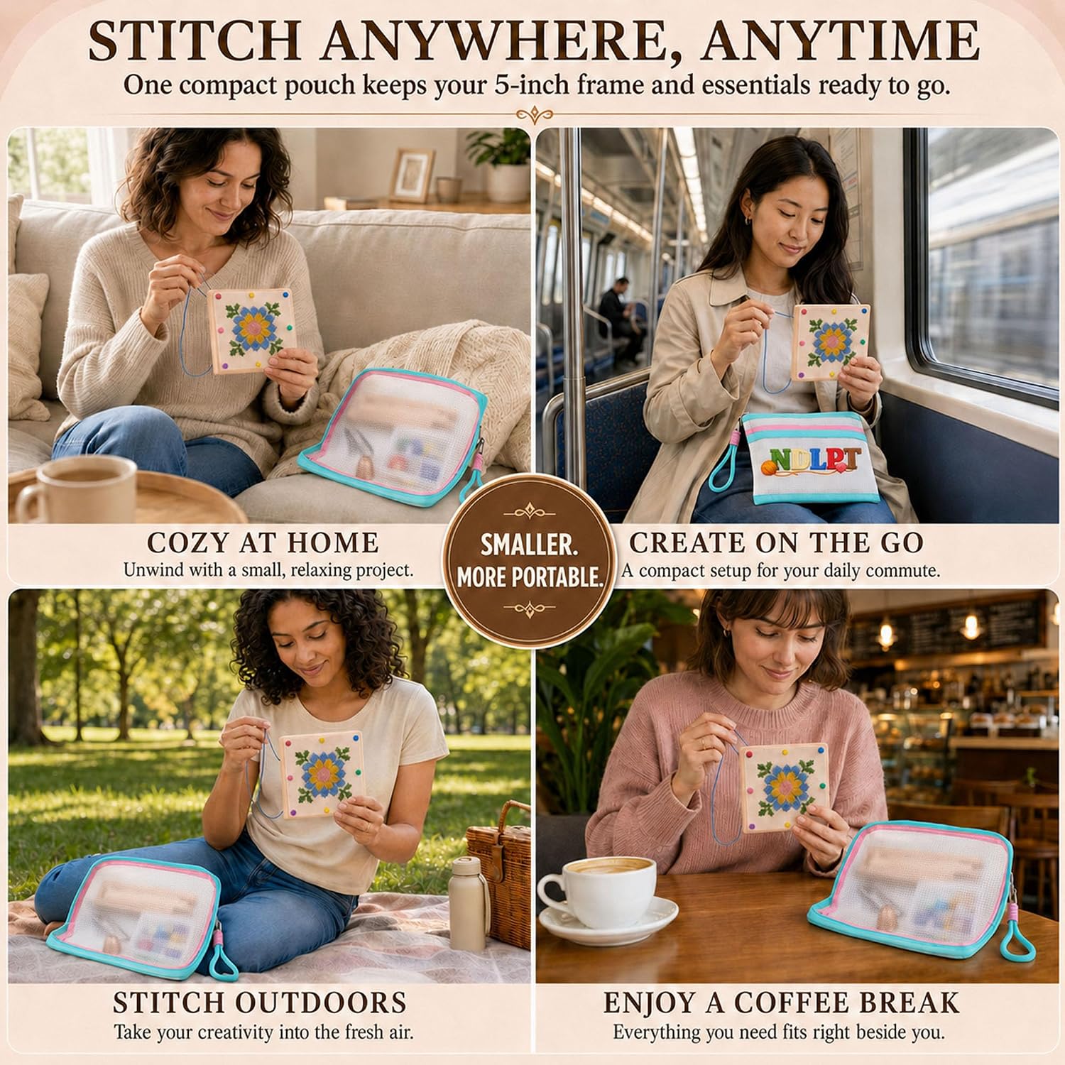 Mini Needlestitch Stretcher 5", Needle Frame Accessories, Crafts Making Tool for Beginners image 3
