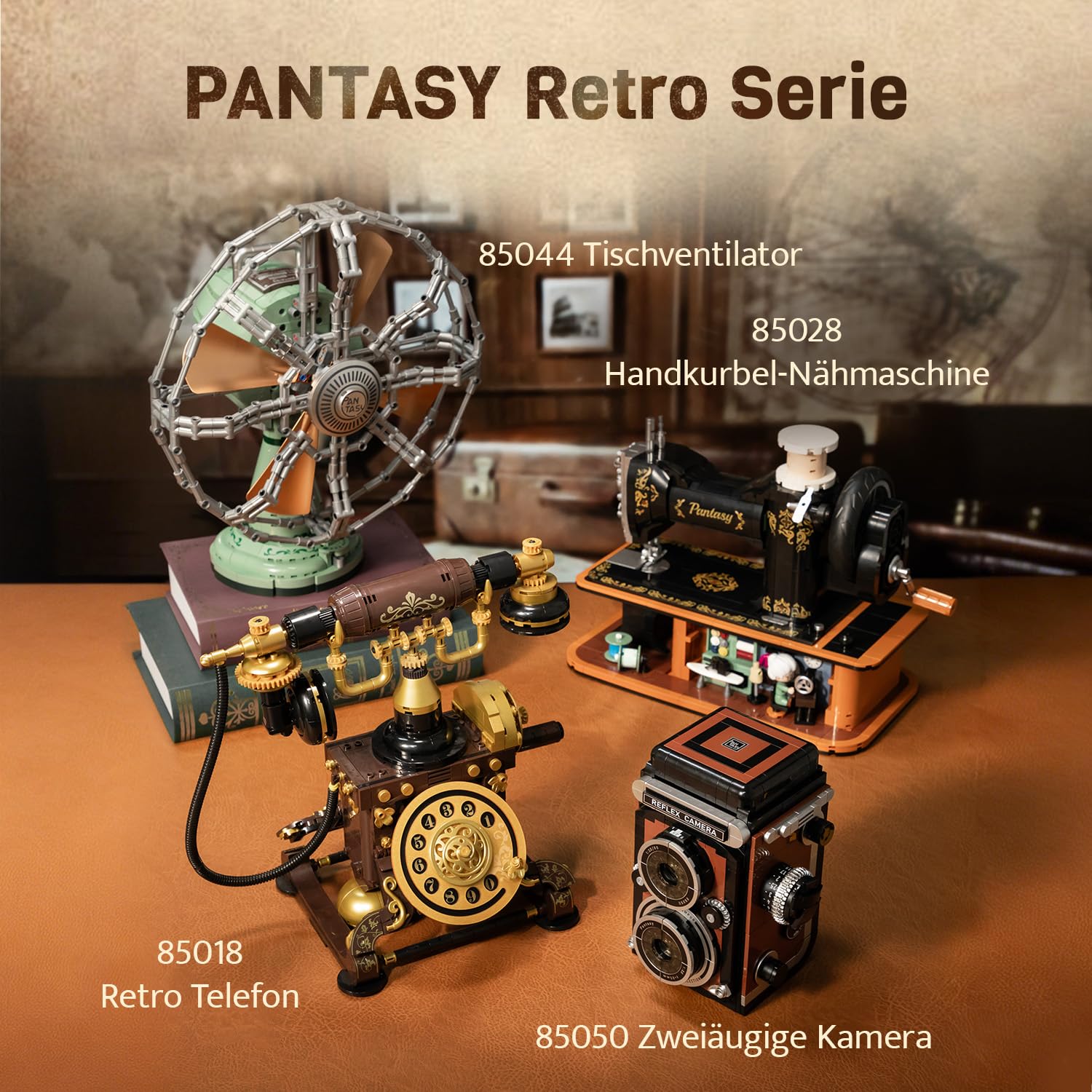 PANTASY Retro Kamera Klemmbausteine Set für Erwachsene | Klassische Doppelobjektivkamera mit interaktiven Funktionen, Vintage-Fotoapparat als dekoratives Sammlermodell