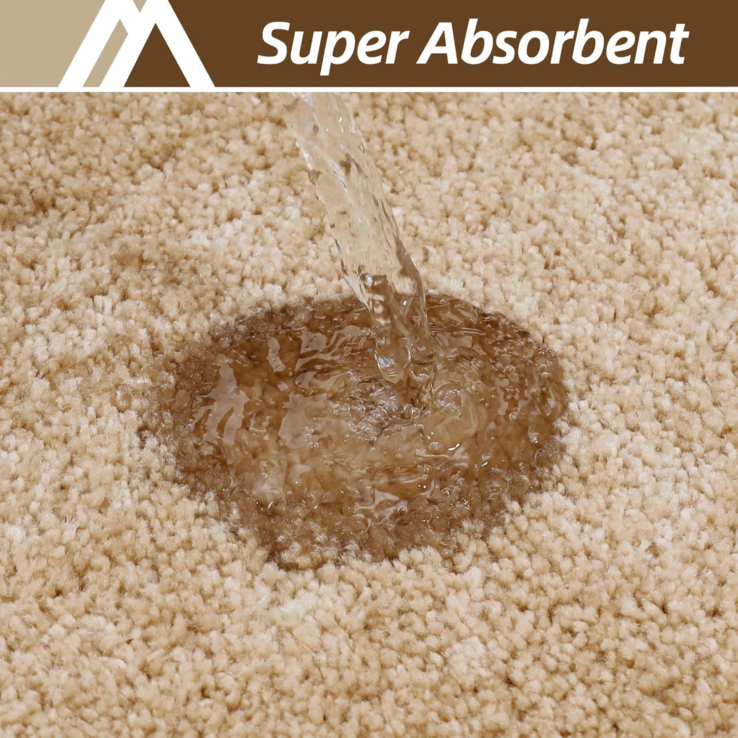 COSY HOMEER Toilet Rugs U-Shaped 24"x20",Soft Absorbent Bath Mat with Non-Slip TPR Backing, Machine Washable Shaggy Bath Rug for Toilet,Beige