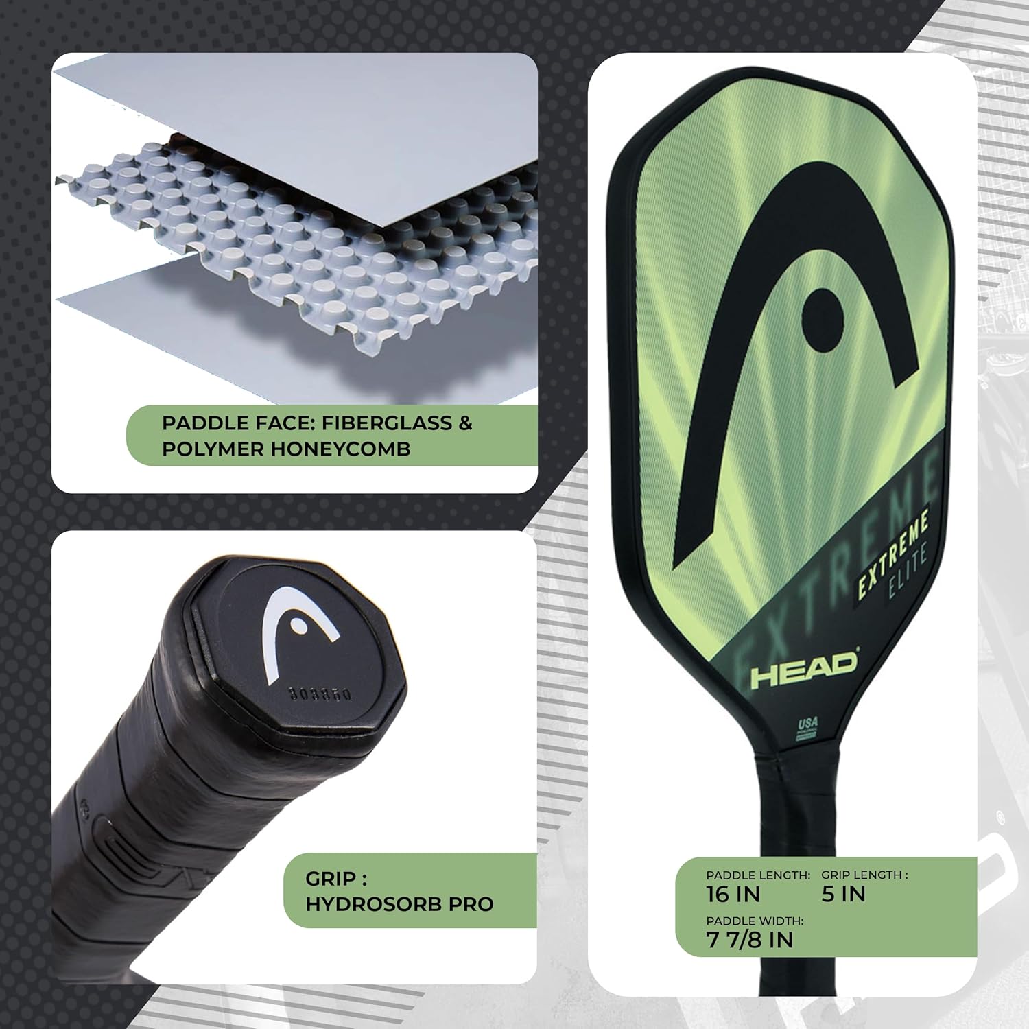 HEAD Extreme Elite pala de pickleball fibra de vidrio azul negro