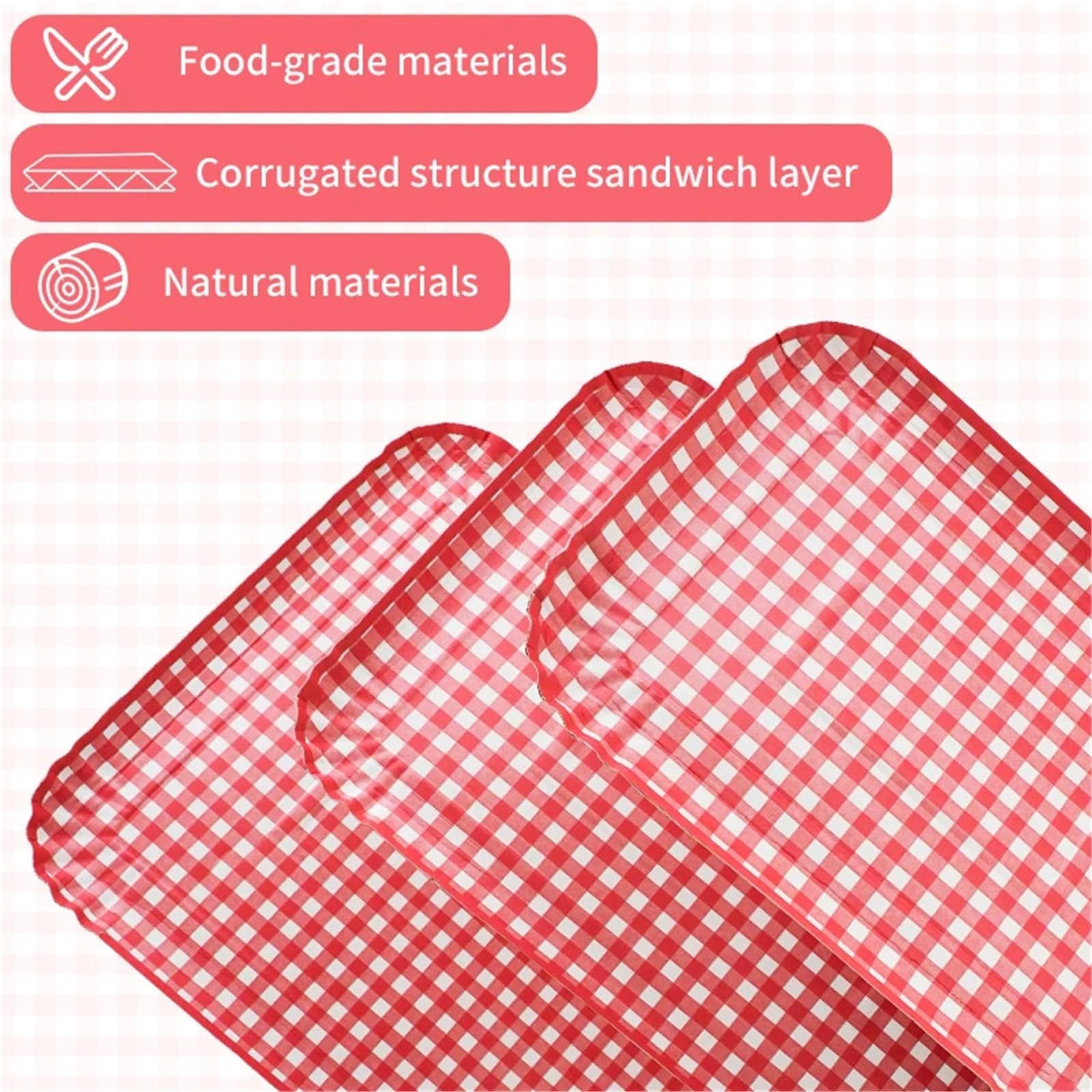 Lot de 12 assiettes jetables en carton épais à carreaux rouges et blancs pour dîner de famille, pique-nique, barbecue, anniversaire et fournitures de fête à carreaux (L)