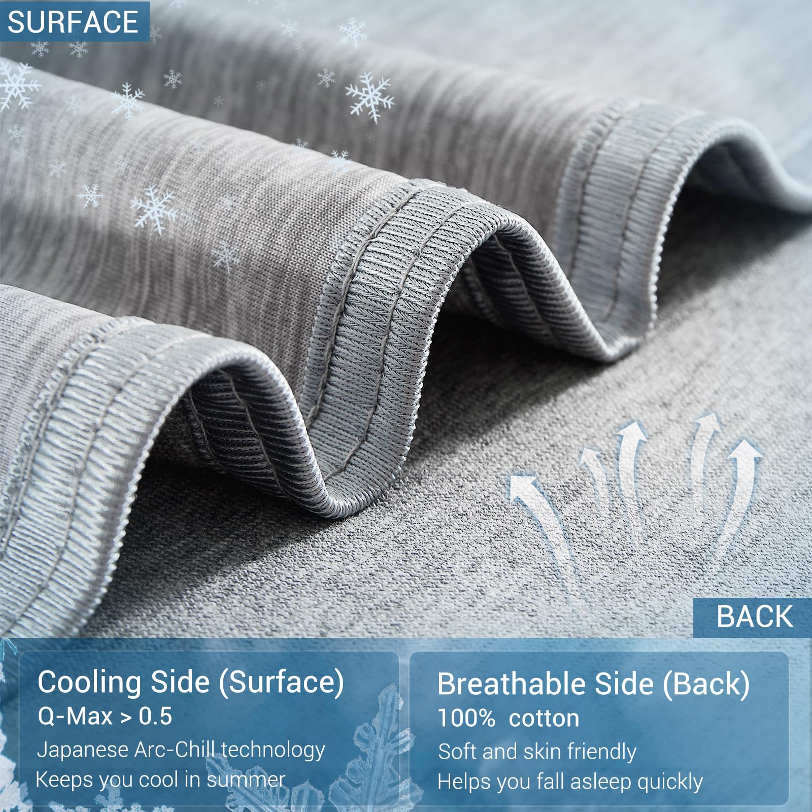 Marchpower Manta Verano de Frescura-229×274cm, Gris | ARC-Chill 3.0, con Fibra de Enfriamiento Q-MAX>0.5,Transpirable Suave,Anti Estático,2 Caras,Alivia Sudor Mejora Calidad Sueño