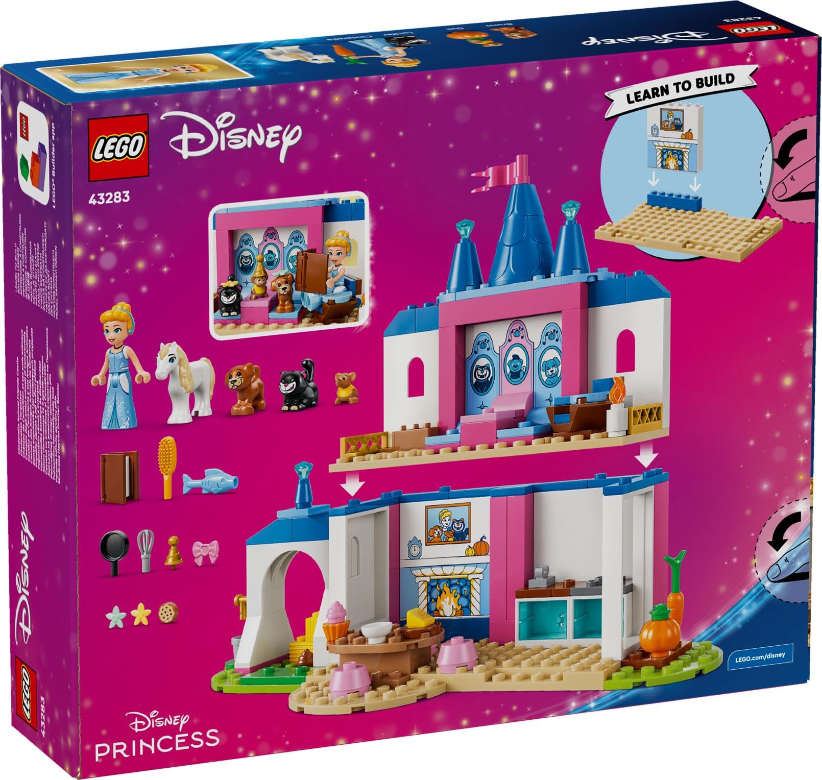 LEGO ǀ Disney Princess Château de Cendrillon et Ses Amis Animaux - Jouet de Construction - Jeu Éducatif avec Mini-Poupées & 4 Figurines Animaux - Cadeau d'anniversaire pour Fille 4 Ans ou Fan 43283