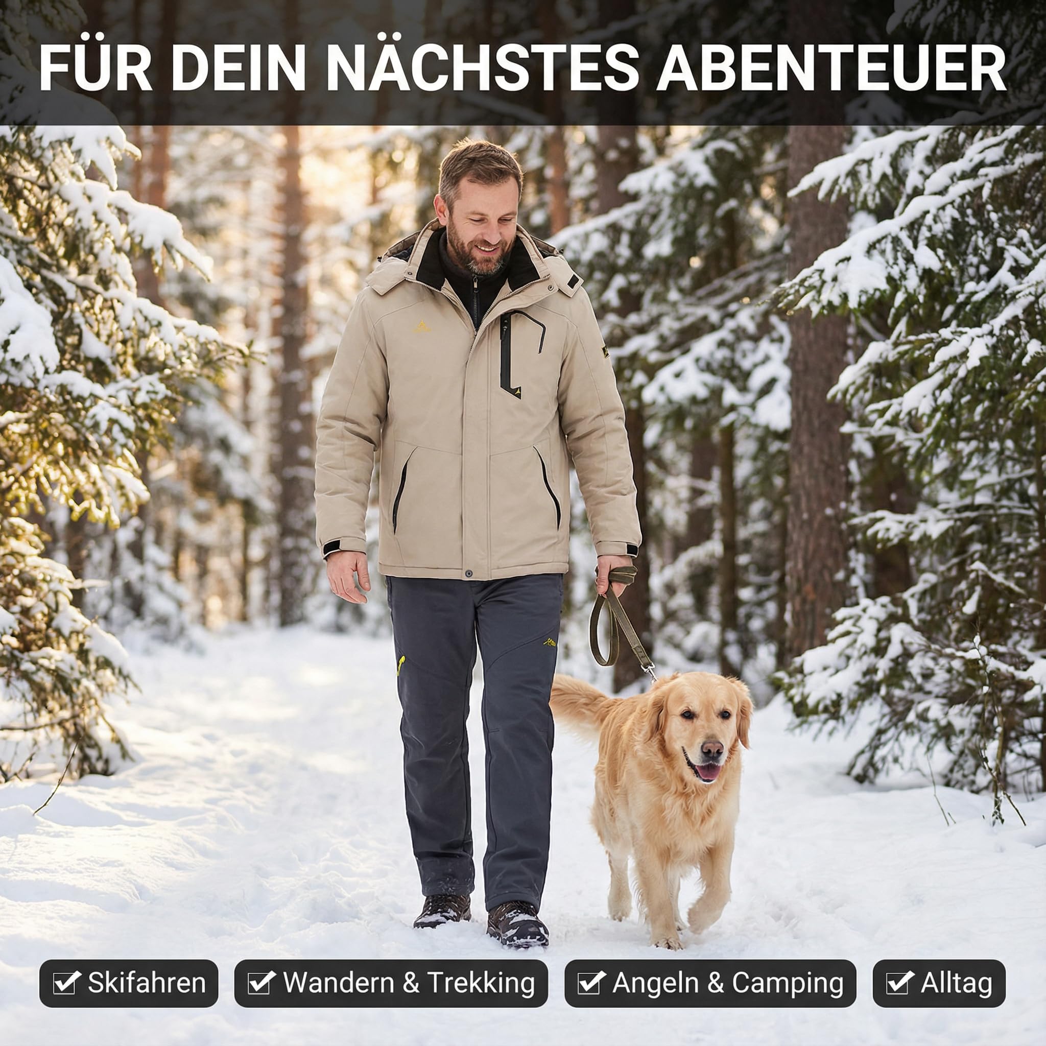 Skianzug Herren 2 Teilig Set, Wasserdicht & Winddicht Skijacke und Skihose, Winter Schneeanzug mit Gefütterter, Warm & Atmungsaktiv, Snowboardanzug für Winter Outdoor, Zweiteiler Skibekleidung