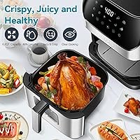 Vista 4 de Freidora de aire Deime 6.2 QT sin aceite de 1500W de gran capacidad con horno freidoras de aire, olla de cocción saludable con 10 ajustes
