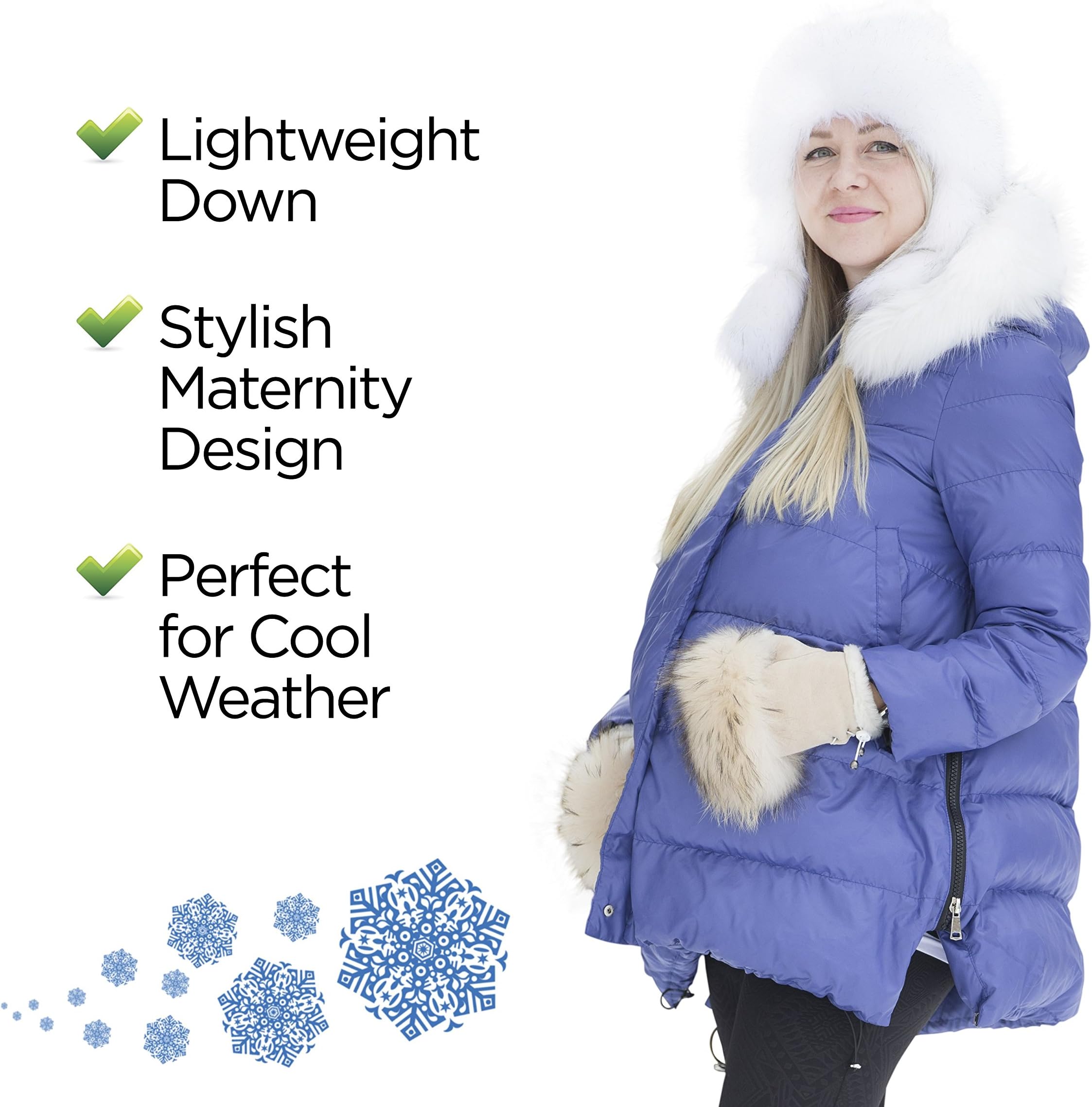 Maternity Blue Winter Jacket, Fashion Outerwear for Pregnant Women, Down Jacket will Keep the Belly Warm