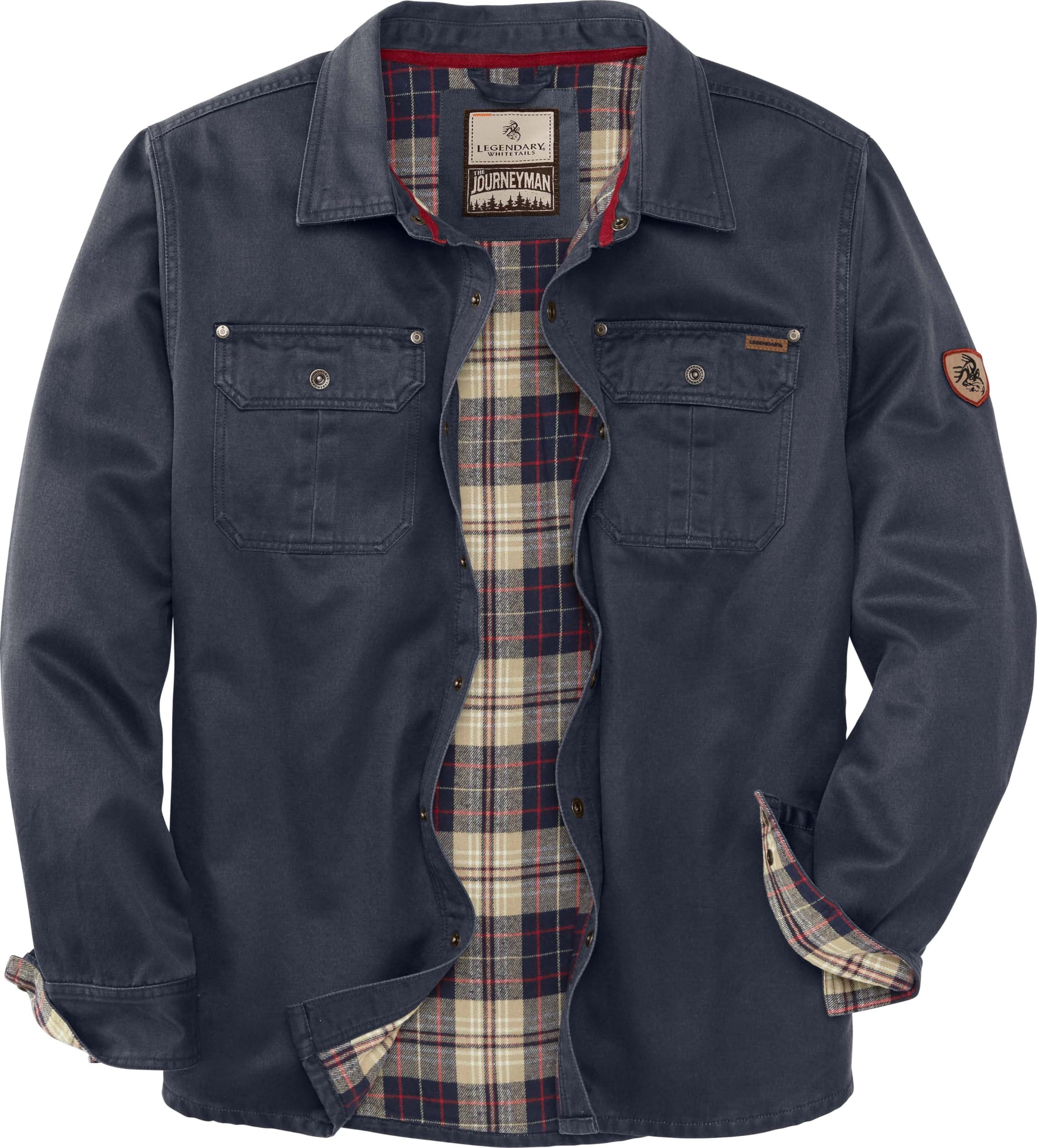 Mens Flannel Lined Shirt Jacket Waxed Cotton Water Resistant Shacket