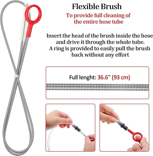 Miniatura 10 de Kit de limpieza de vejiga de hidratación, 2 paquetes de cepillo de limpieza de vejiga de agua 8 en 1, incluye cepillo flexible de vejiga larga para
