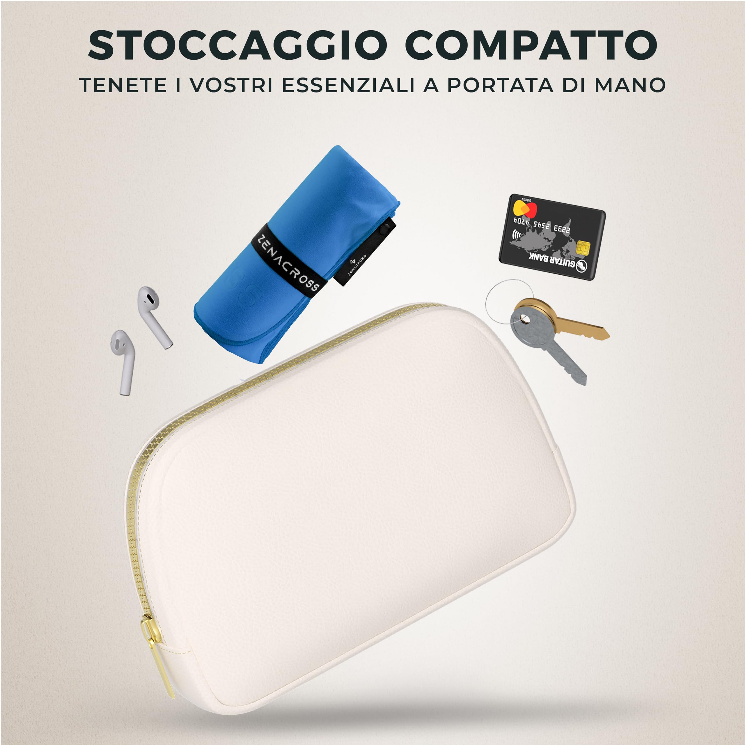 Zenacross Asciugamano Palestra 50x30cm - Asciugamano Microfibra a Rapida Asciugatura e Versatile - Telo Palestra Taglie S - Blu