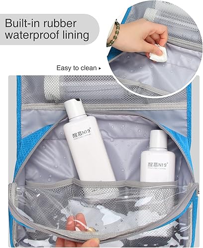 Miniatura 9 de Neceser colgante de viaje para hombres y mujeres, kit de viaje, bolsa de afeitar, impermeable, organizador de maquillaje para baño, ducha, azul, A
