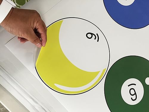 Miniatura 7 de Stickerbrand 15 bolas de billar pegatinas de pared gráficos impresos decoración de sala de juegos decoración de vinilo fácil de aplicar y quitar