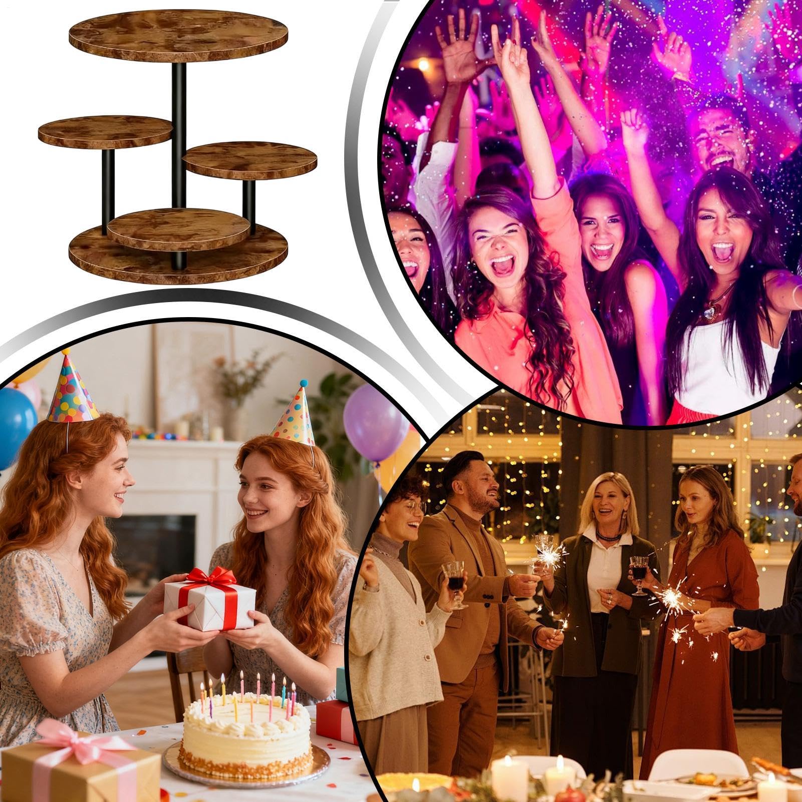 Generico Torre Portacupcake Vassoio Espositore Da Tavolo A 4 Piani | Supporto Girevole A 360° per Matrimoni, Compleanni, Feste, Casa, Cucina, Caffè, Pasticceria, Riunioni Familiari, Ristorante