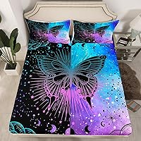 Vista 13 de Manfei Juego de sábanas bajeras de panal de galaxia, tamaño individual, 2 piezas, estampado geométrico hexagonal, funda de cama de cielo estrellado