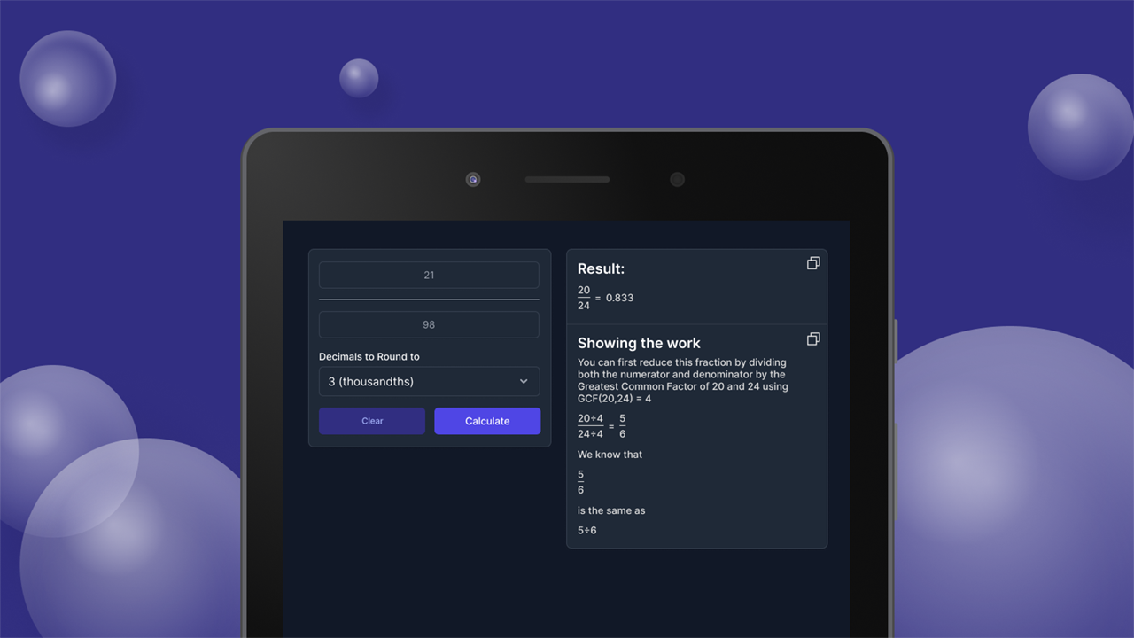 Fraction to Decimal Calculator App on Amazon Appstore