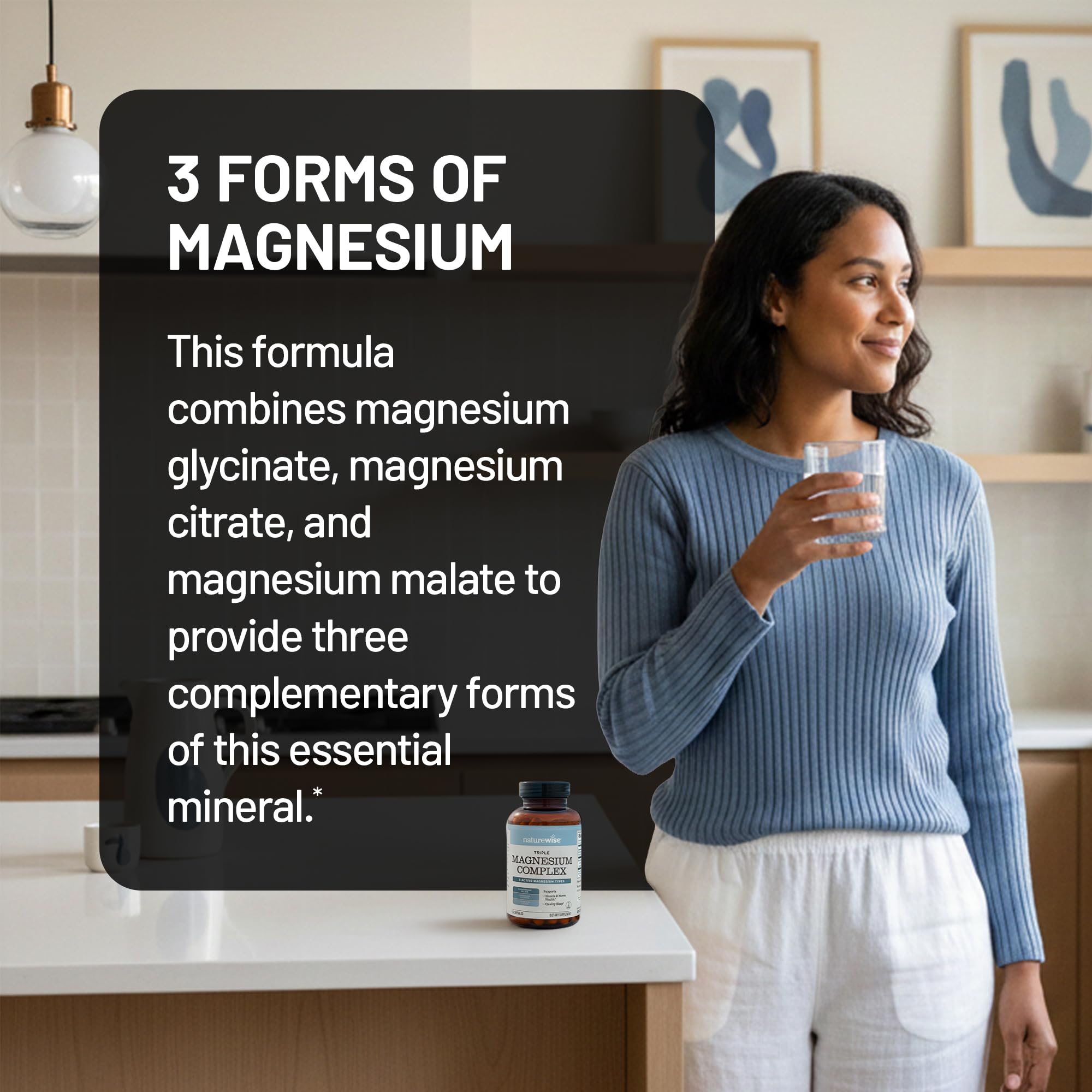 NatureWise Triple Magnesium Complex - Chelated - High Absorption Magnesium Glycinate + Malate + Citrate for Muscle Nerve & Sleep Support - Vegan 90 Capsules — Amazon image 4