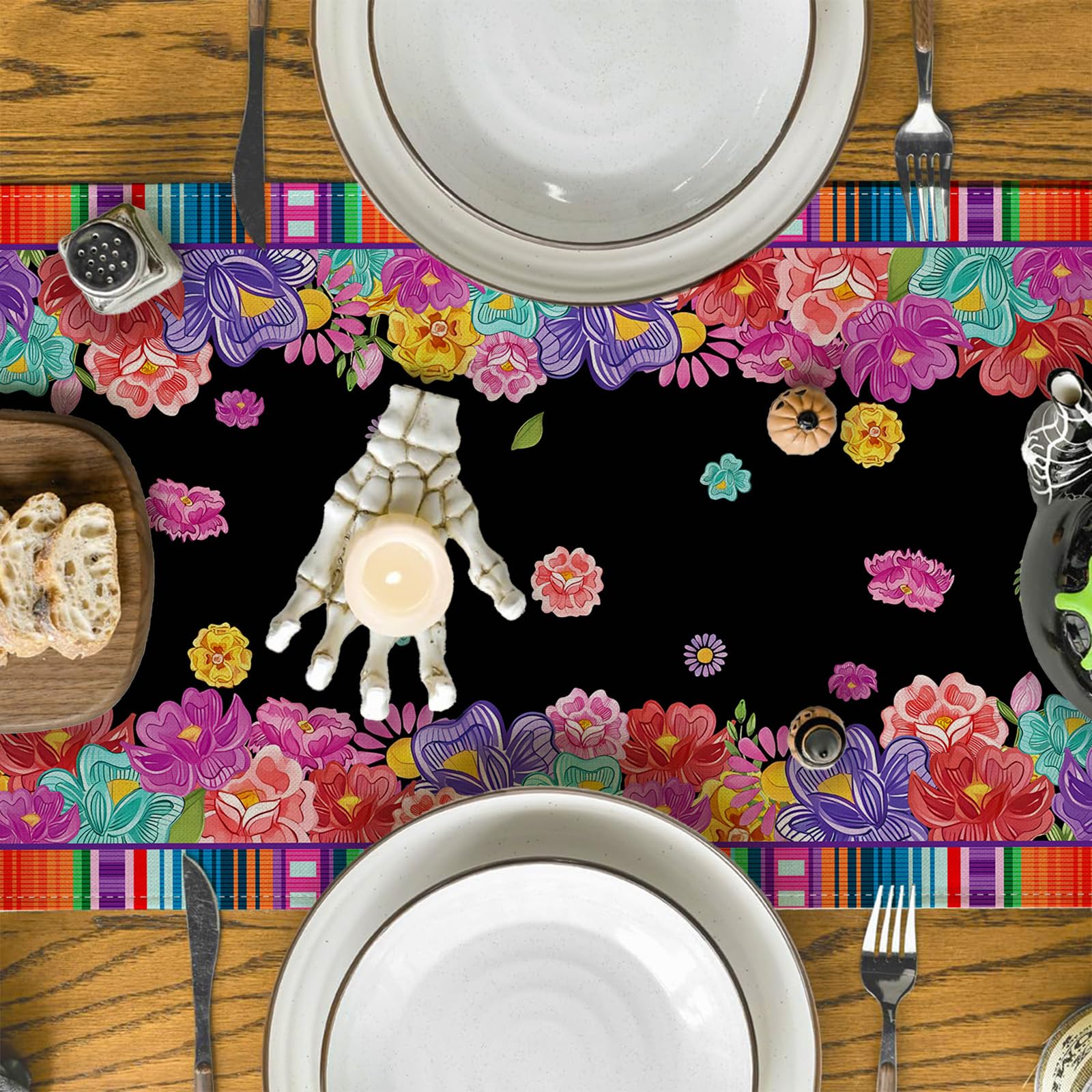 Mexican Day Of The Dead Table Runner Mexico Dia De Los...