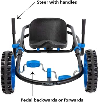 YBIKE Explorer Pedal Car - 3-Wheel Go Kart for Kids, Ride On Toys for Girls and Boys, Ages 4 & Up, Steer with Handles, Adjustable Frame & Seat, Up to 155 lbs