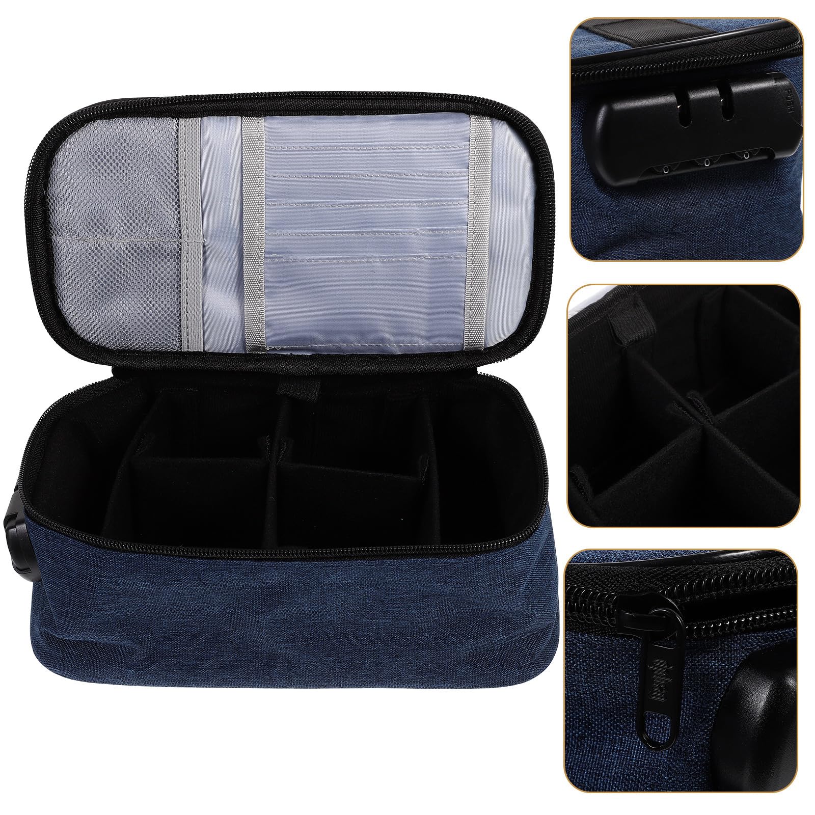 Didiseaon Borsa Porta Trucchi da Viaggio Oxford Blu Scomparti Multipli per Organizzare Effetti Personali e Protezione della Privacy, per Scuola e Viaggi