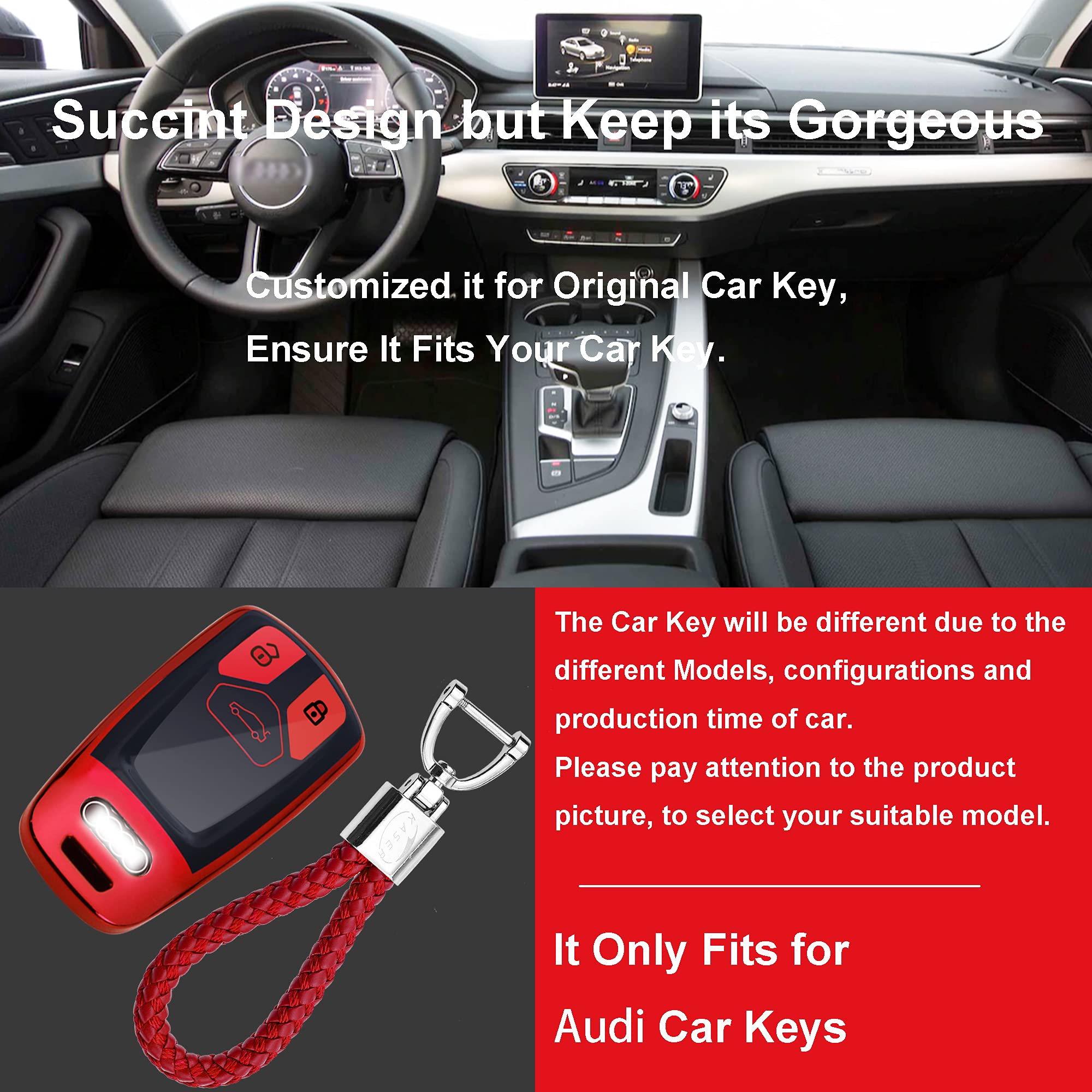 Coque Clé Silicone TPU KASER Pour Audi A1 A3 A4 A5 Q5 TT - Protection Rose Avec Porte-Clés