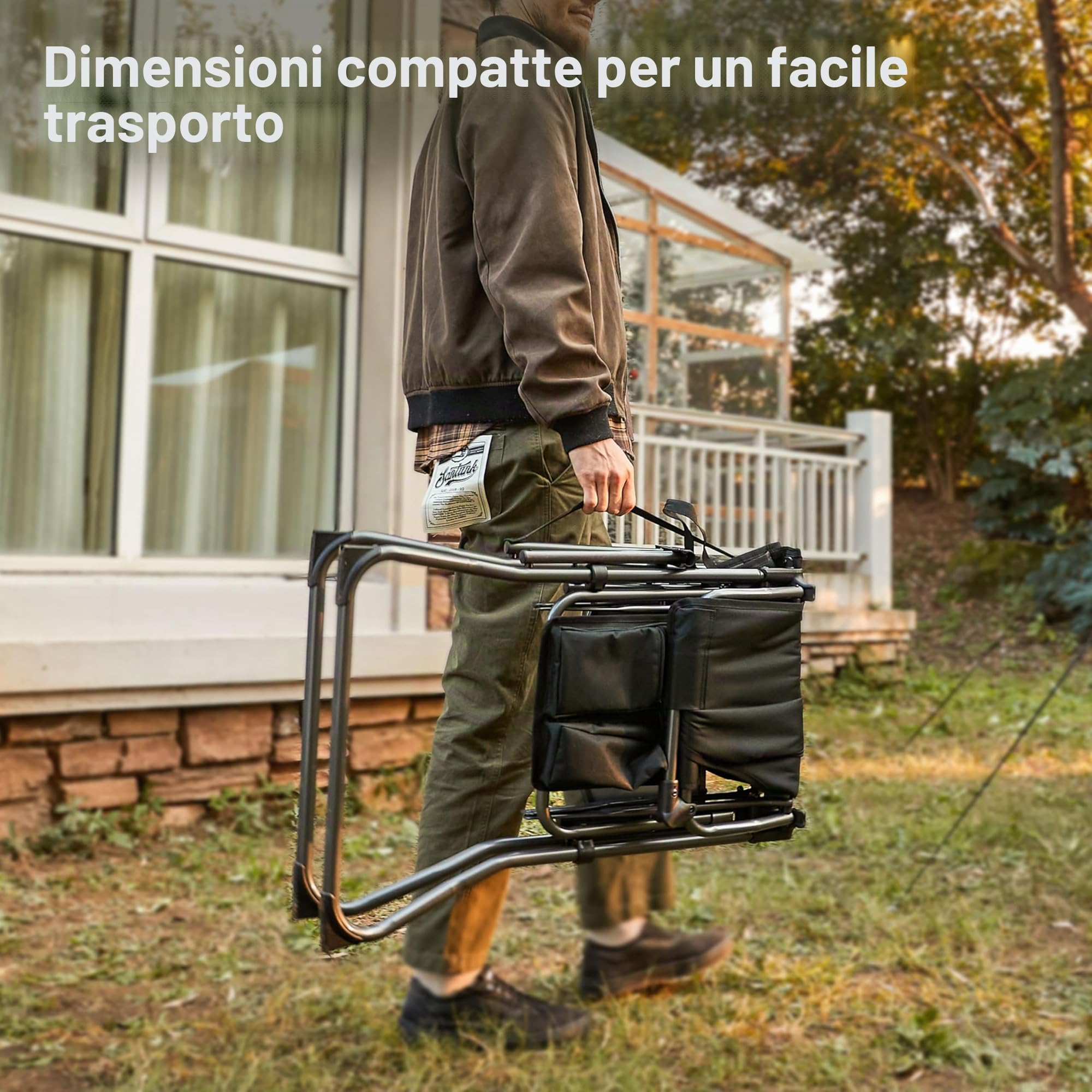 EVER ADVANCED Sedia da regista portatile, altezza seduta 78 cm, pieghevole, da bar, con tavolino laterale, per truccatori, eventi sportivi, mostre artigianali, supporta 160kg, nero