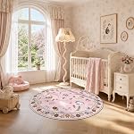 AIMPEAK Pink Area Rugs 3x5 Small Thin Entryway Rug - Vintage Boho Cat Animal Washable Non-Slip Living Room Carpet Soft Low Pile Bedroom Floor Mat Indoor for Nursery Girls Room Playroom, Pink Multi