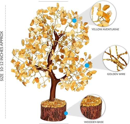 Miniatura 3 de PYOR Aventurina amarilla, cristales y piedras de Feng Shui, Energía de árbol real, piedras de árbol de gemas, árbol de dinero de buena suerte,