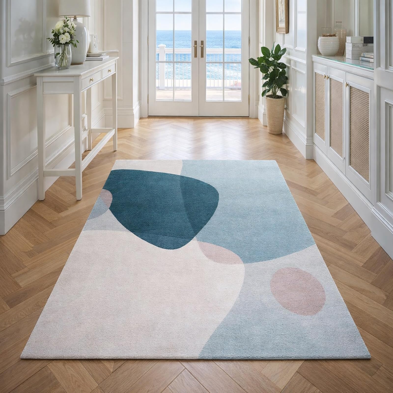 Tapis salon moderne abstrait 200x280 cm multicolore à poils courts