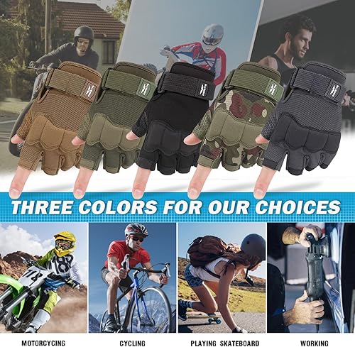 Miniatura 7 de FIORETTO Guantes sin dedos, guantes de medio dedo para conducir, ciclismo, tiro, caza, motocicleta, escalada, trabajo al aire libre 215801