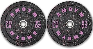 Bumper Plate Set with Colored Flecks, 2 Inch Standards Weights Plates,High Bounce Low Noise Odorless Weights for Barbell Workouts, Pro Weights for Strength Training.
