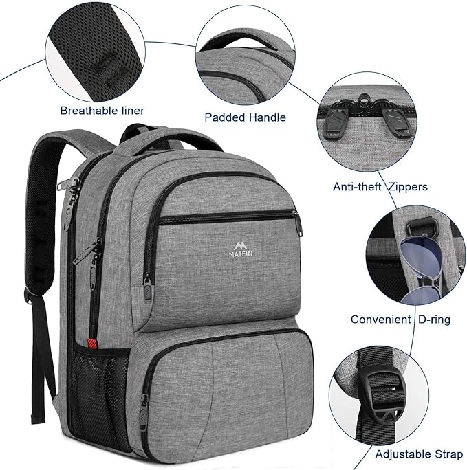 Mochila lonchera aislante 17 pulgadas, gris miniatura 5