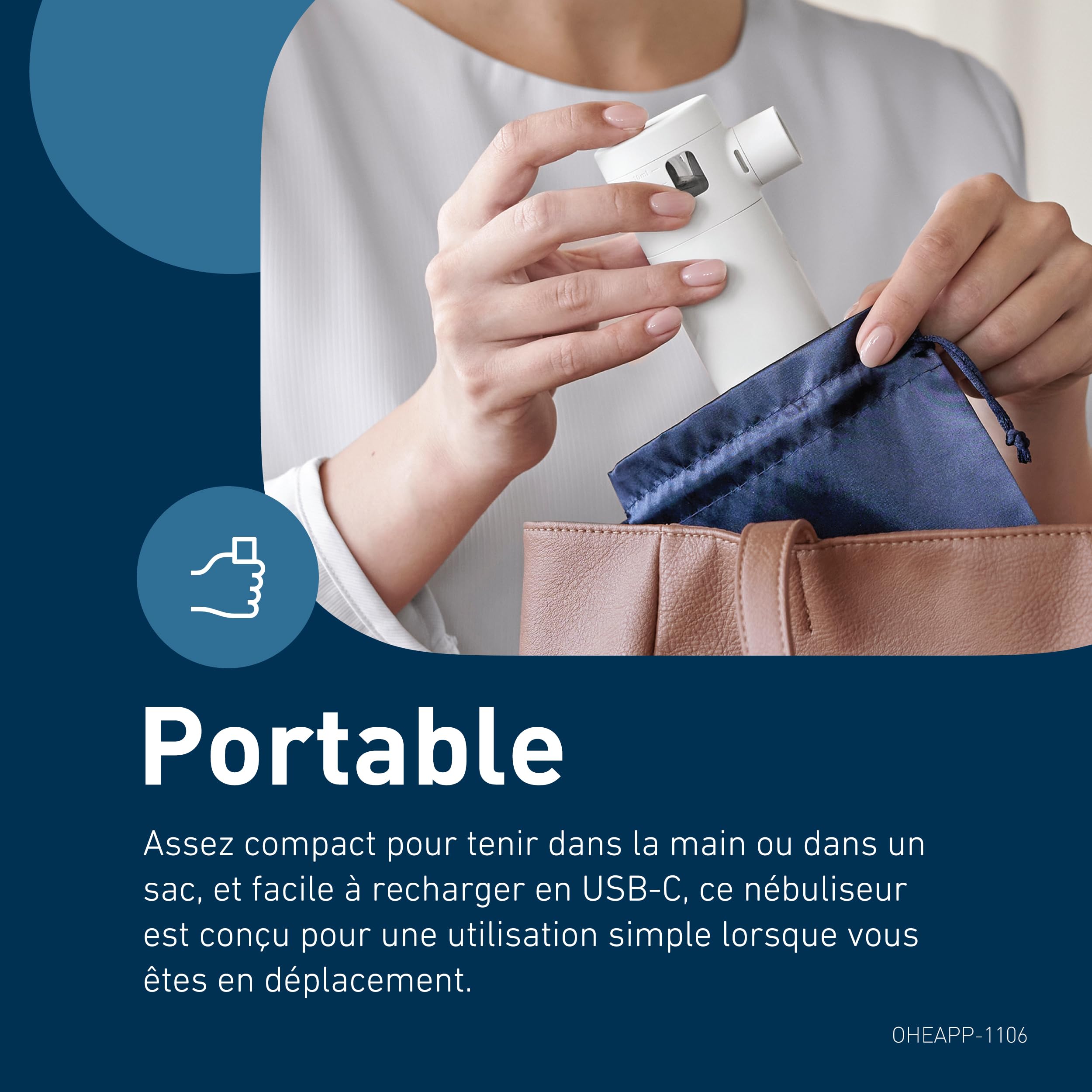 OMRON MicroAir Move Inhalateur Portable Silencieux | Nébulisateur Enfant et Adulte avec 2 Masques et Embout Buccal | Rechargeable USB-C | Soulagement Toux et Rhume