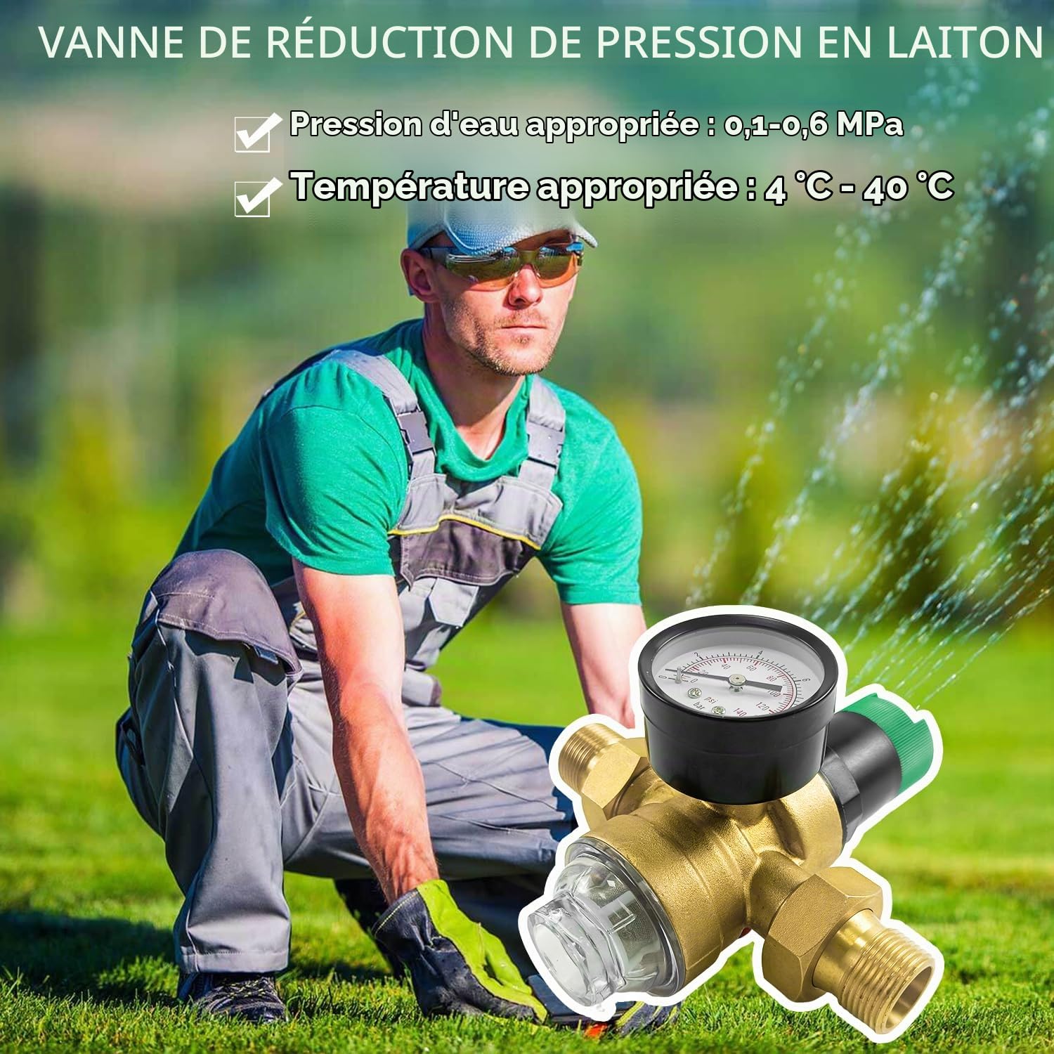 Reducteur de Pression eau 3/4 Pouce Reducteur de Pression de Pression, Réducteur de Pression d'eau pour Réguler La Pression de l'eau Dans Les Maisons, Les Bâtiments, Les Usines