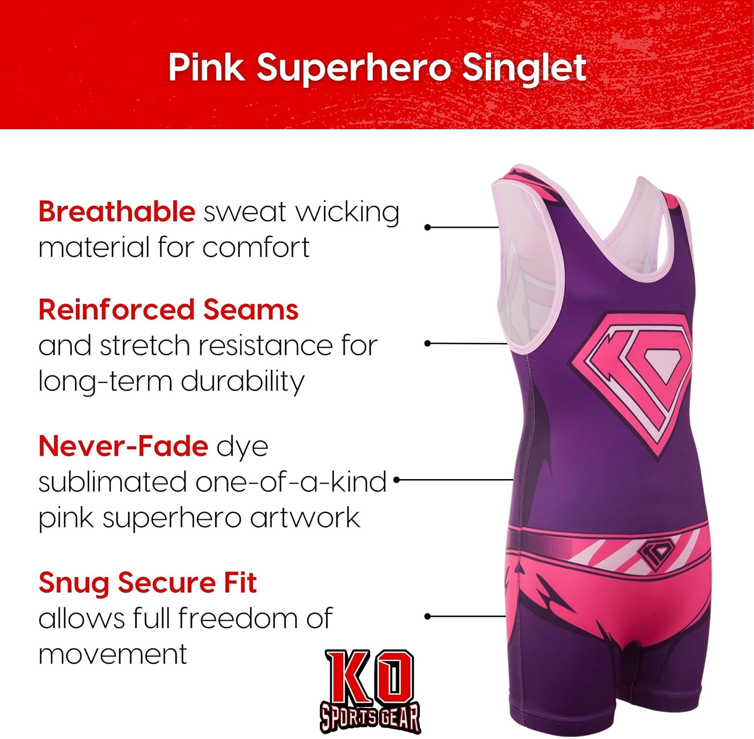 Girls Wrestling Singlets for Kids, Pink & Patterned Youth Singlets for Girls, Kid Sizes XXS-L