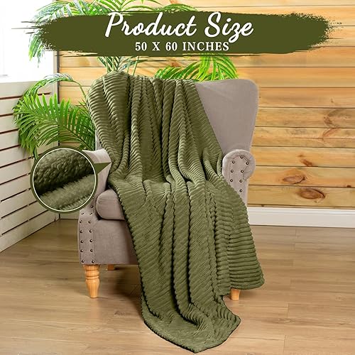 Miniatura 2 de Buryeah 12 mantas de franela a granel de 50 x 60 pulgadas, suaves y ligeras, con manta de forro polar bohemio acanalado a rayas para cama, sofá,