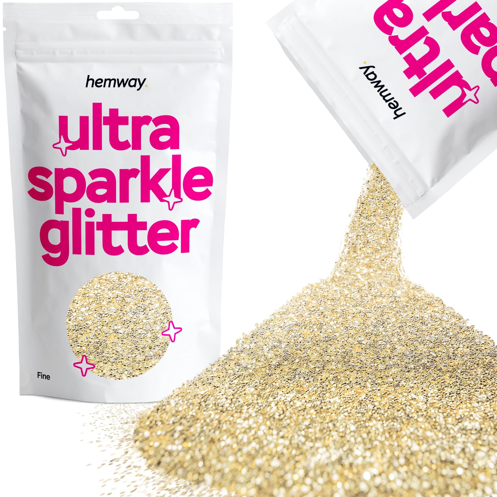 Hemway Ultra Sparkle Glitter Baby Pink Iridescent 100g Fine | Glitter for Arts & Craft, Makeup, Nail Art, Crafting, Card Making, Sparkle Decoration — view 148