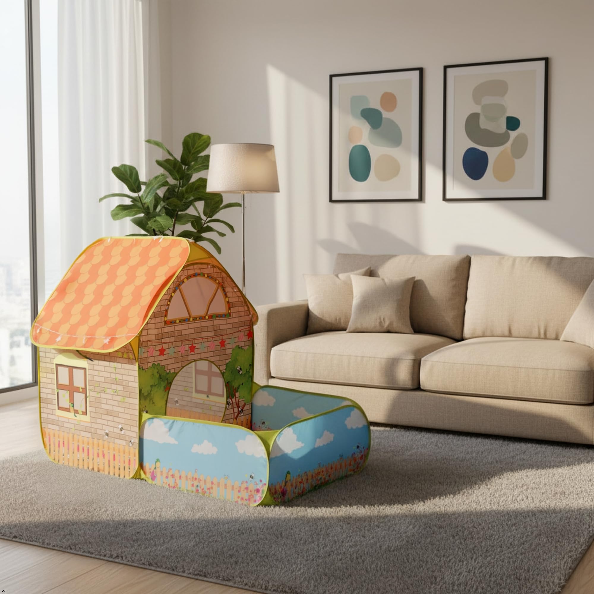 Tenda da Gioco per Bambini, Casetta per Interni, Con area piscina di palline, Casetta da gioco al coperto per bambini e bambine, 160 x 80 x 115 cm