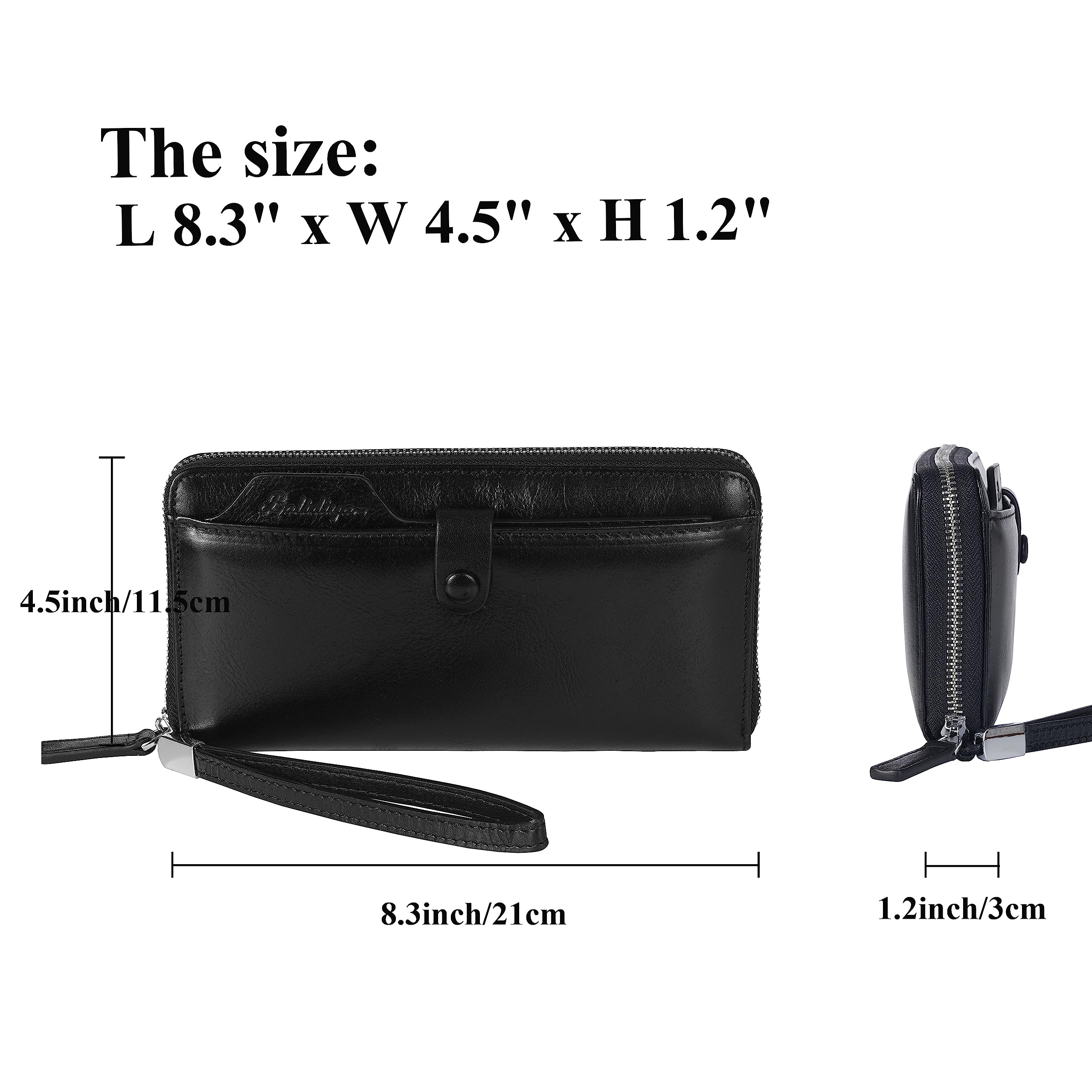 Pochette in pelle per gli uomini portafogli lunghi borsa da polso borsa business cerniera portafogli