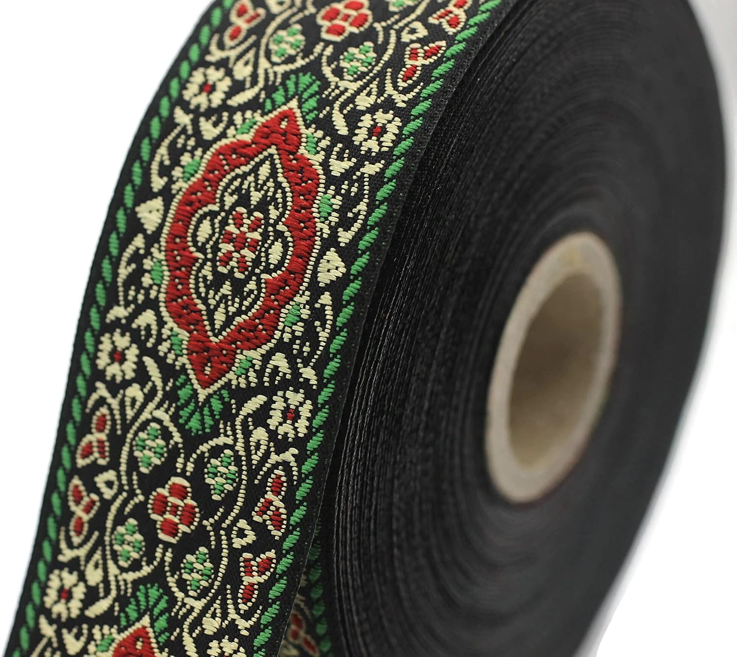 11 Yard Spool 1.37 inches Wide Green Medieval Motive Woven Border Jacquard Ribbon Embroidered Ribbon Sewing Trim Scroll Jacquard Trim 35589