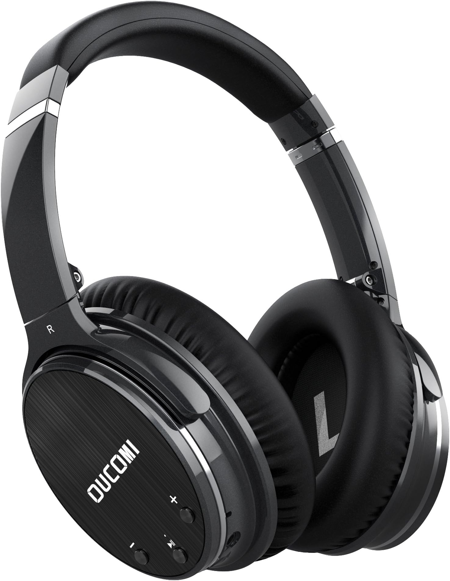 Active Noise Cancelling Bluetooth Headphones, OUCOMI L1 Over Ear Wireless Earphones Hi-Fi Stereo Foldable Deep Bass with Built-in Mic and Wired Mode for Cell Phones/PC/TV Black