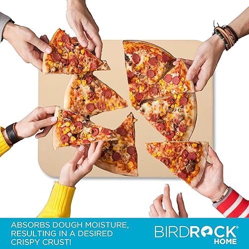 Miniatura 4 de BIRDROCK HOME Piedra para pizza para horno y parrilla, piedra rectangular de cordierita de 15 x 12 pulgadas para cocinar, pan, pastel, barbacoa,