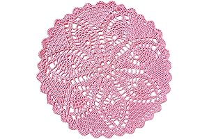 BIBITIME Round Pink Lace Paper Placemats Set of 12