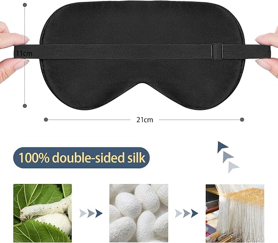 townssilk 100% Silk Sleep mask with Adjustable Strap,Comfortable and Super Soft Eye mask Ultimate Sleeping aid,blindford Golden Moon