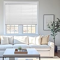 CHICOLOGY Cordless Vinyl Mini Blinds 35x60 Inch White - Commercial Grade, Child-Safe Window Shades