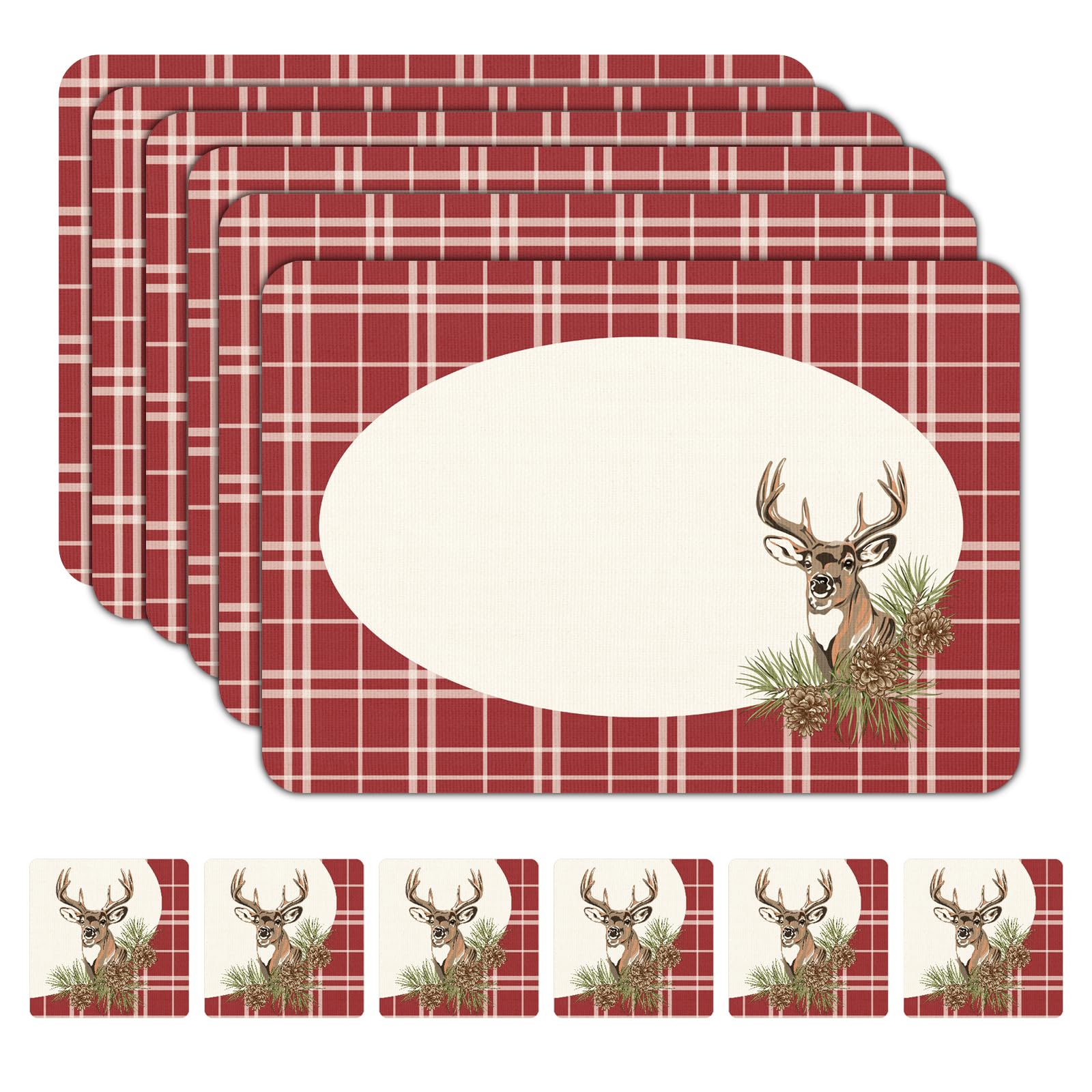 Sets de table de Noël antidérapants Casaido faciles à nettoyer avec dessous de verre lavables