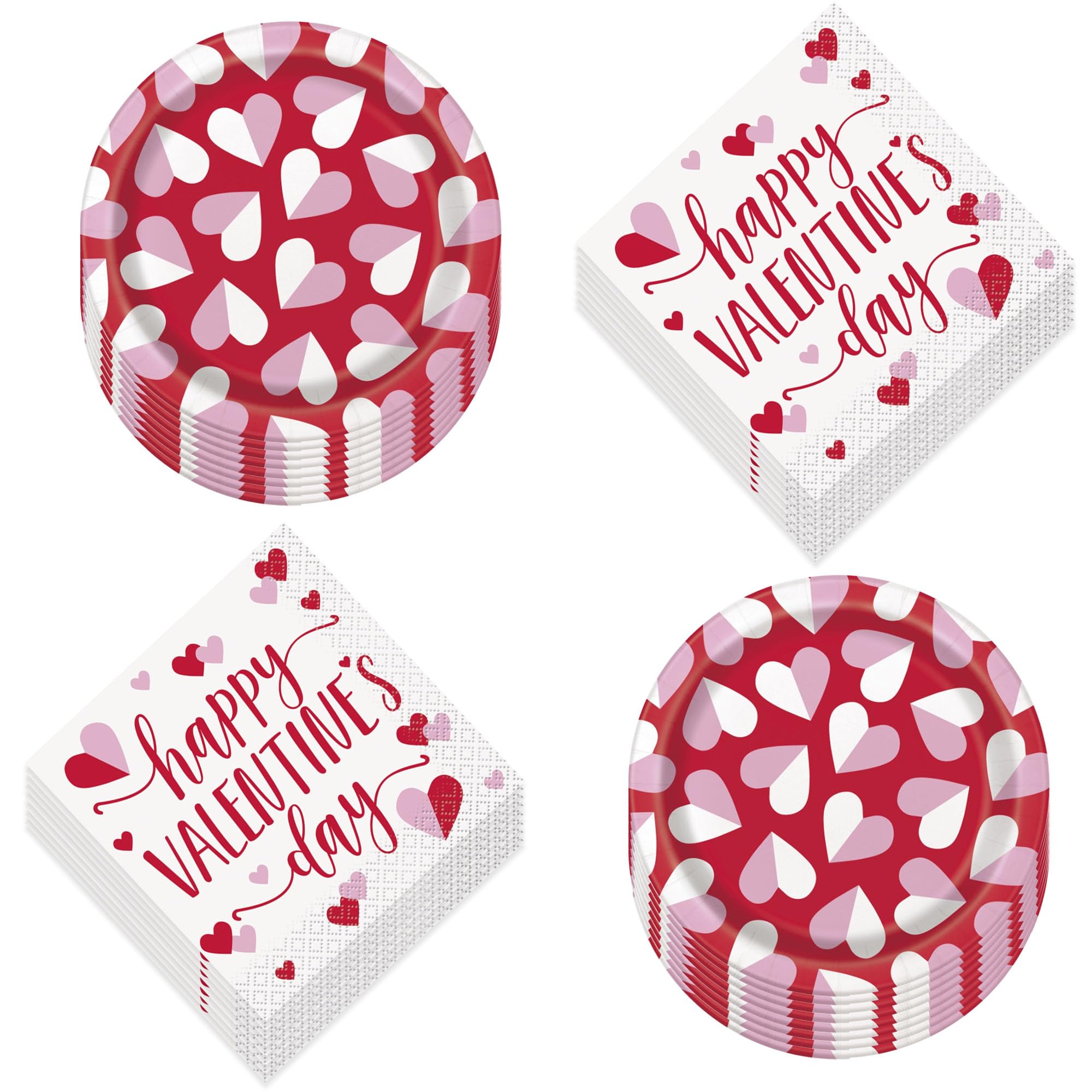 Assiettes carton Saint Valentin résistantes avec serviettes assorties pour duo